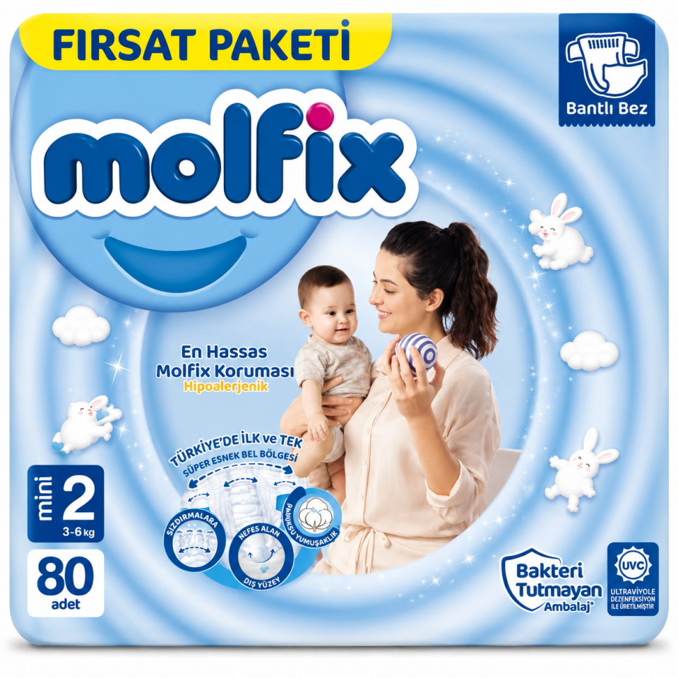 MOLFİX 2 NUMARA 80'Lİ BEBEK BEZİ
