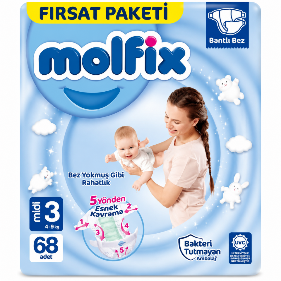 MOLFİX 3 NUMARA 68'Lİ BEBEK BEZİ