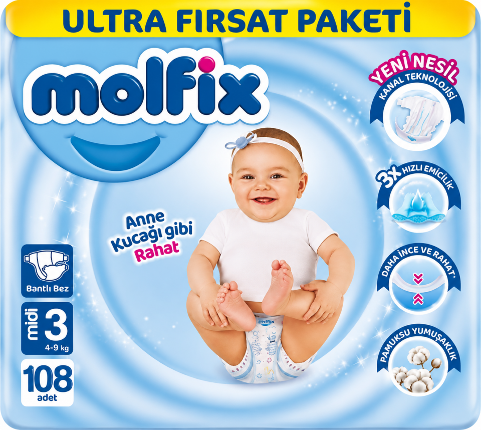 MOLFİX 3 NUMARA 108'Lİ BEBEK BEZİ