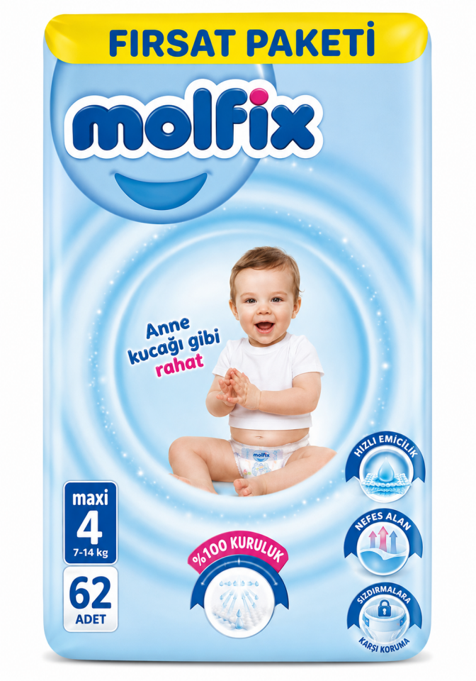 MOLFİX 4 NUMARA 62'Lİ BEBEK BEZİ