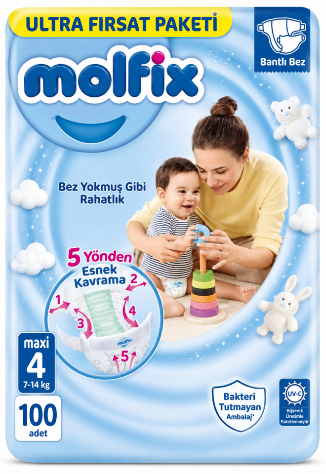 MOLFİX 4 NUMARA 100'LÜ BEBEK BEZİ