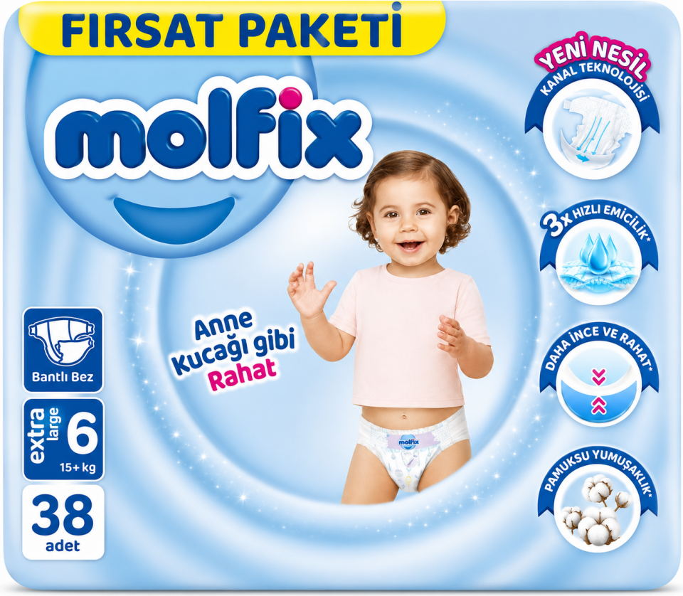 MOLFİX 6 NUMARA 38'Lİ BEBEK BEZİ
