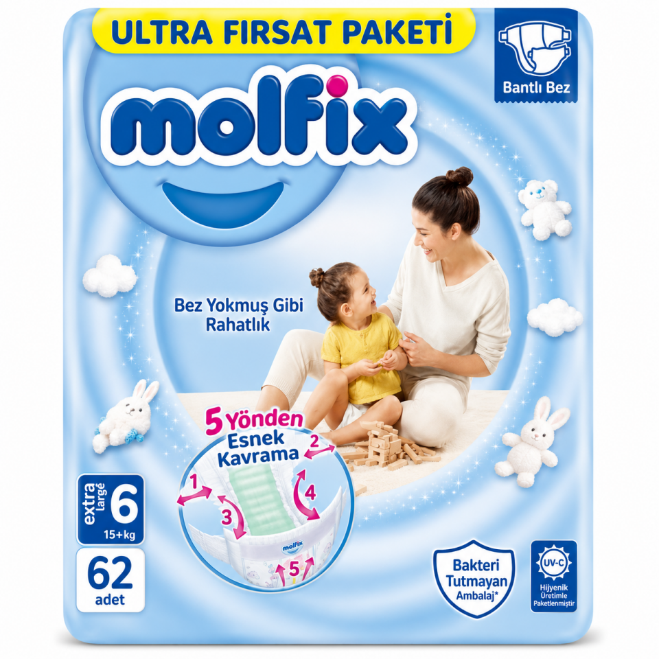 MOLFİX 6 NUMARA 62'Lİ BEBEK BEZİ